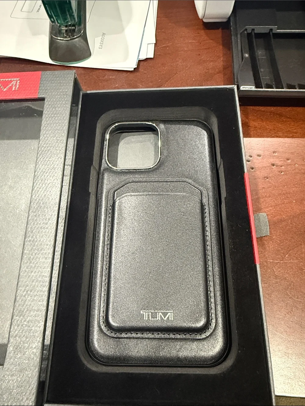 iPhone 13 Pro Max - Tumi Black Magnetic Wallet Phone Case with Card Pocket
